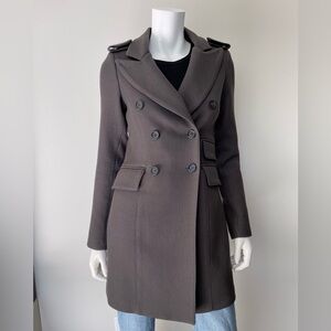 SMYTHE Peaked Lapel Double Breasted Coat in Slate
